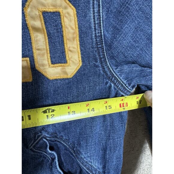 VTG Polo Ralph Lauren Denim Bomber Letterman Spell Out Varsity Jacket M (10-12) - Picture 8 of 9